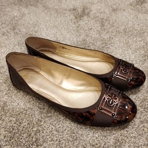 Isola brown patent leather cap toe ballet flats